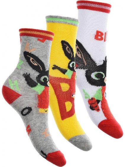 Bing háromcsomagos zokni - szürke / sárga / fehér