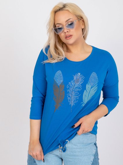 Kék blúz toll mintával