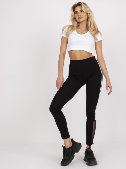 Fekete leggings fehér csíkokkal