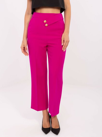 Sötétrózsaszín női bő rövidített nadrág