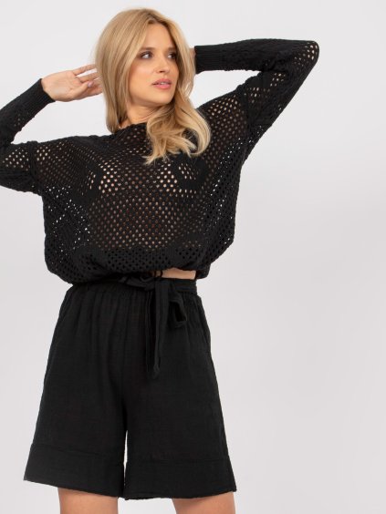 Fekete pamut rövidnadrág