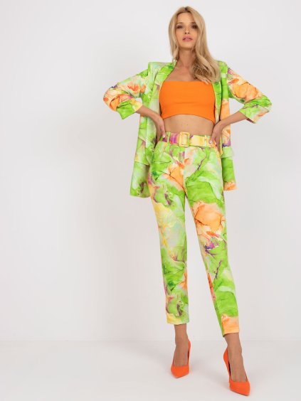 Világoszöld női mintás nadrág övvel