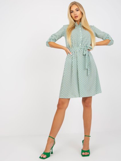 Zöld-fehér mintás ingruha