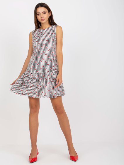 Csíkos ruha cseresznye mintával