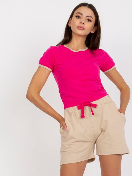 Rózsaszín-bézs rövidnadrág és póló szett