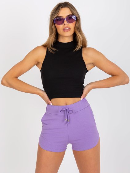 Fekete bordázott crop top