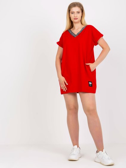 Bélelt piros mini ruha feliratokkal