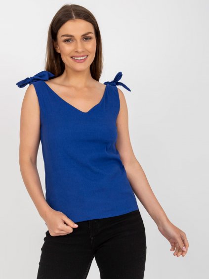 Sötétkék felső kivágással