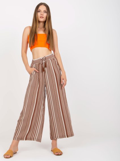 Barna-fehér csíkos bő nadrág