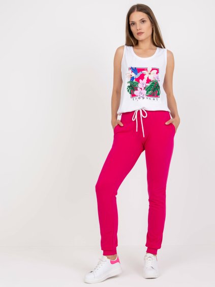 Rózsaszín-fehér szett, melegítőnadrág és felső