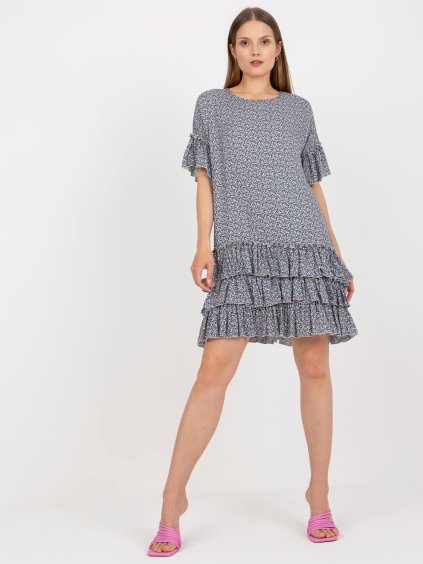 Kék mintás fodros ruha