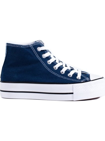 SÖTÉTKÉK MAGAS SZÁRÚ PLATFORMOS TORNACIPŐ