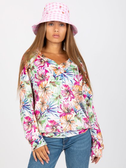 Krémszínű színes virágos póló