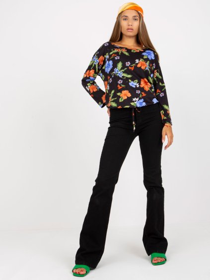 Sötétkék virágos póló