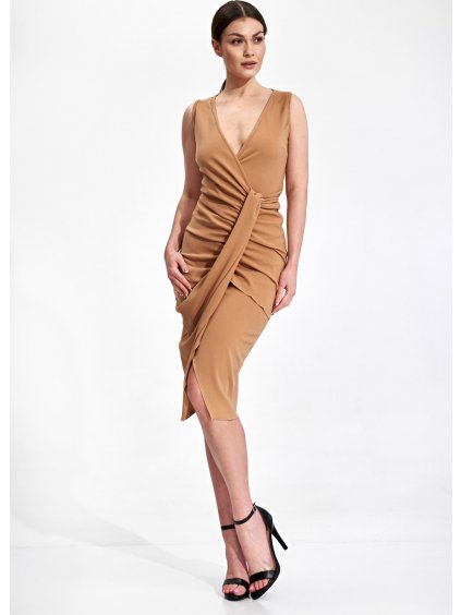 Bézs színű elegáns koktélruha
