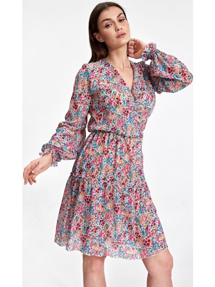 Színes virágos sifon ruha