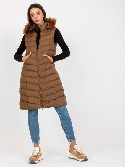 Barna hosszabb steppelt mellény