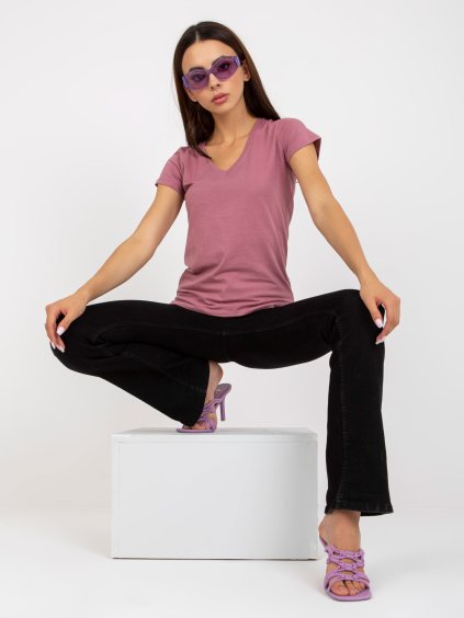 Sötét rózsaszín póló V- nyakkivágással