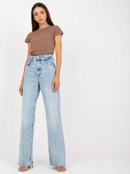 Sötét bézs póló kerek nyakkivágással