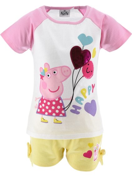 Fehér és sárga lány nyári szett Peppa malac