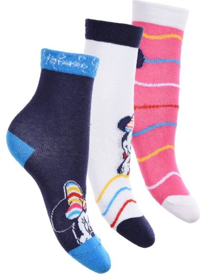 Lány Minnie egér zokni - kék/fehér/rózsaszín
