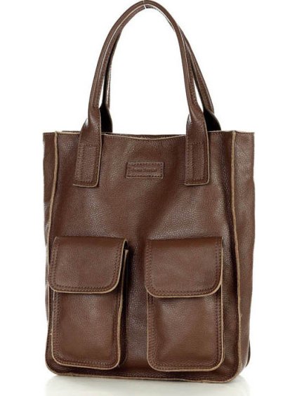 MARCO MAZZINI Sötétbarna shopper táska zsebekkel