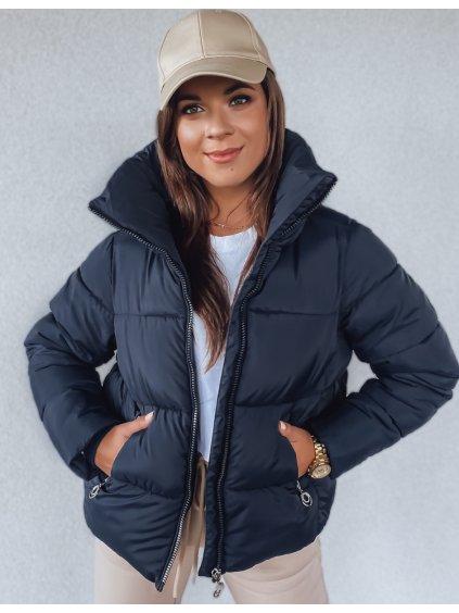 Sötétkék téli kabát gallérral BUENO