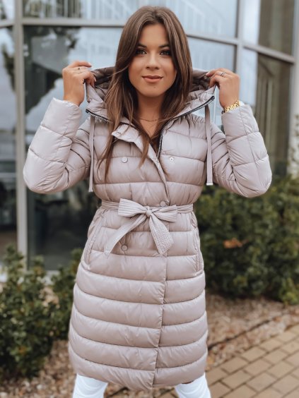 Bézs hosszú steppelt kabát KENTIA