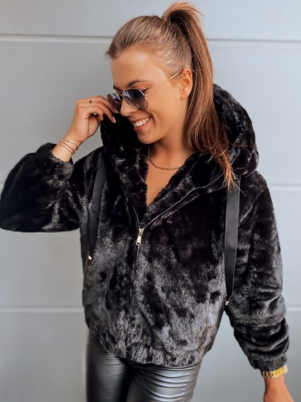 Fekete szőrös pulóver FRESCO