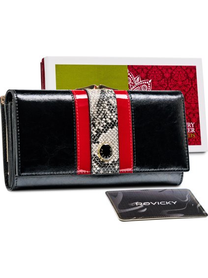 Peterson Fekete pénztárca dekoratív pánttal Y015