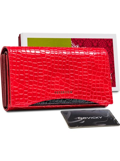 Peterson Piros hosszú pénztárca kígyó mintával és szegéllyel Y023