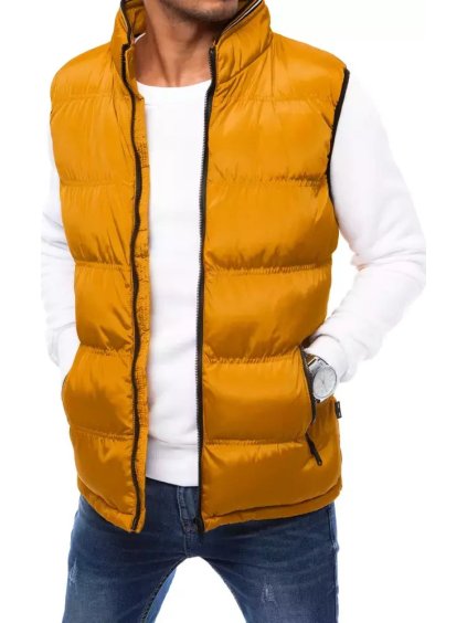 Sárga férfi steppelt mellény