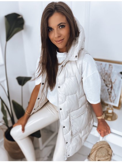 Fehér fényes steppelt mellény WENDY