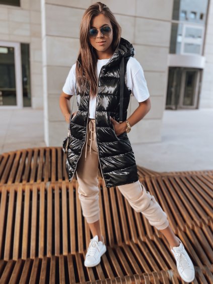 Fekete fényes mellény PETRA