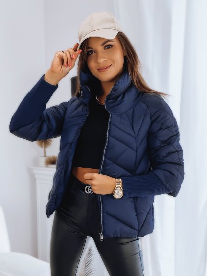 INESS sötétkék, steppelt rövid kabát