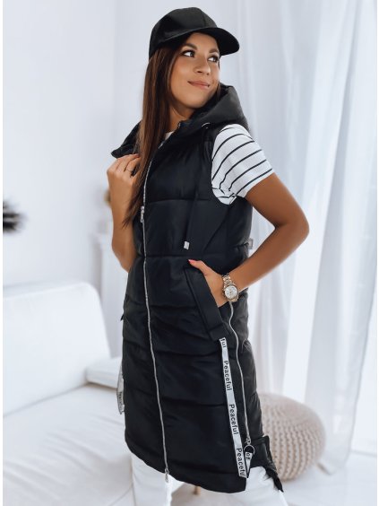 SKYLER Fekete steppelt mellény cipzárral