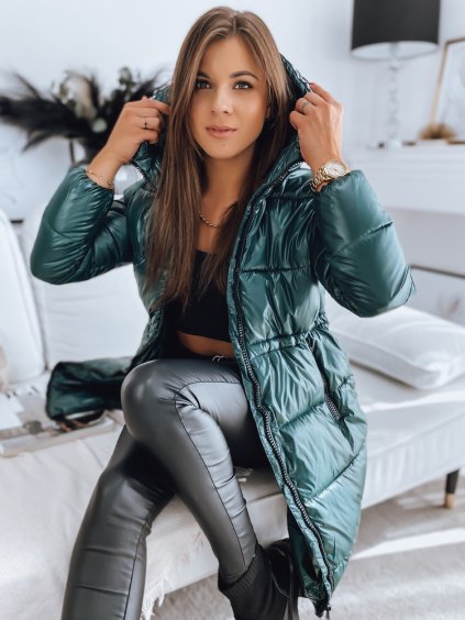 Sötétzöld fényes kabát ALINE