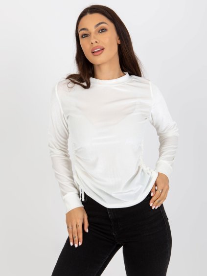 Krémszínű bársony blúz redőzéssel