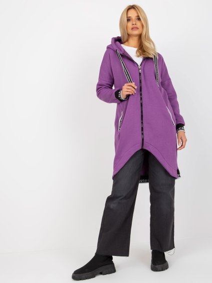 Lila hosszú pulóver cipzárral