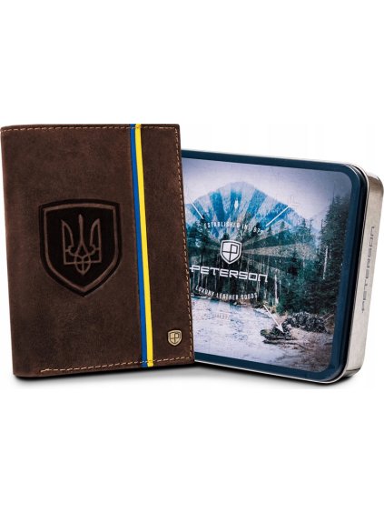 Peterson Barna bőr pénztárca kék-sárga csíkkal