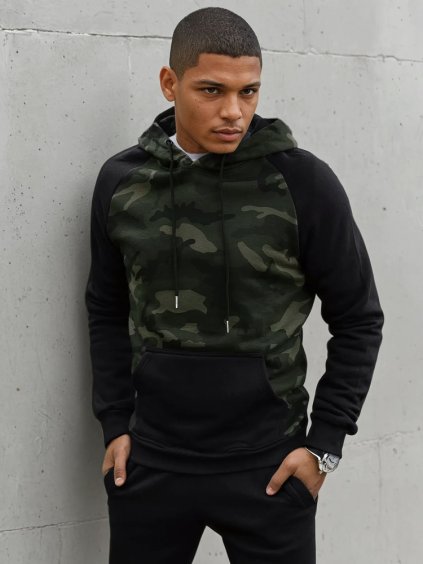 Fekete pulóver terepszínű mintával