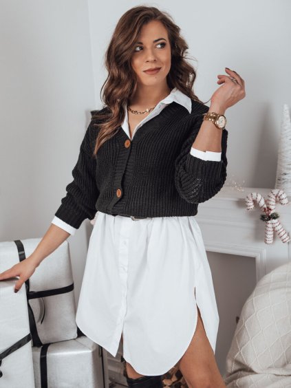 Fekete MINSTRAL gombos pulóver