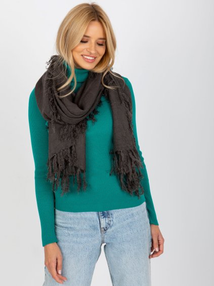 Sötétszürke sál rojtokkal