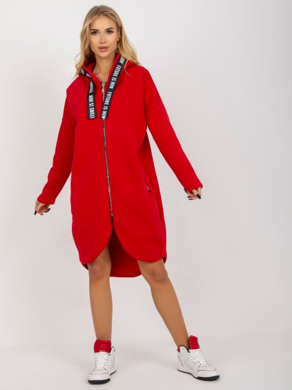 Piros pulóver ruha cipzárral