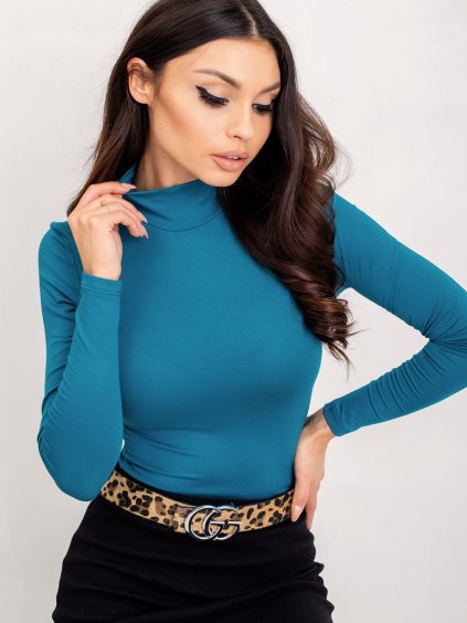 Női kék póló állógallérral