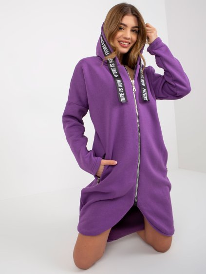 Lila pulóver ruha cipzárral