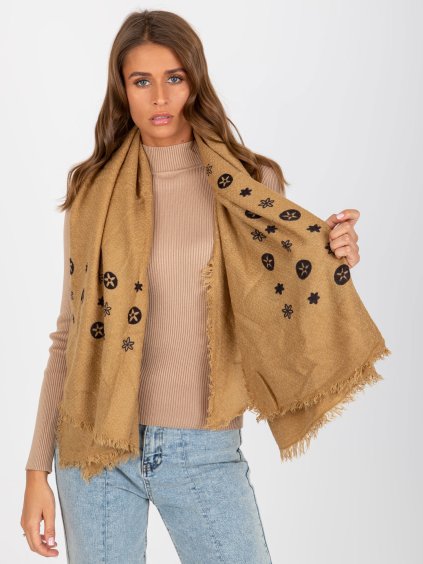 Bézs színű női sál nyomtatással