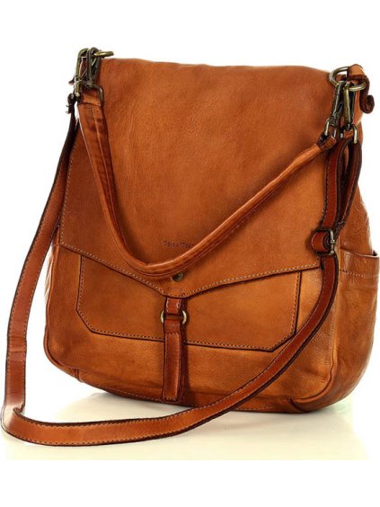 MARCO MAZZINI Karamell színű crossbody természetes bőrből