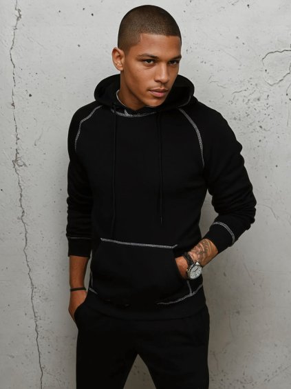 Fekete eredeti pulóver kapucnival