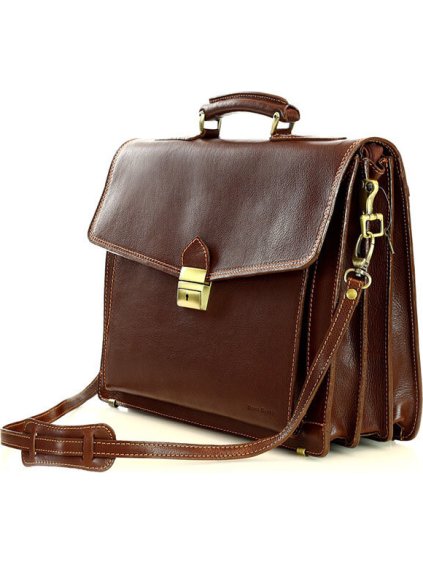 Férfi barna bőr aktatáska LORIS